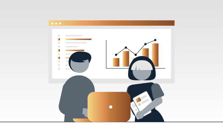 Team di professionisti analizza grafici e dati di performance marketing