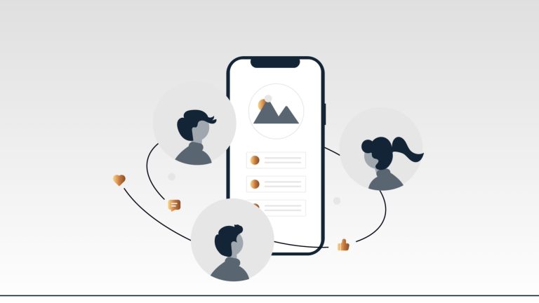 Connessioni digitali tra utenti tramite app mobile di social media