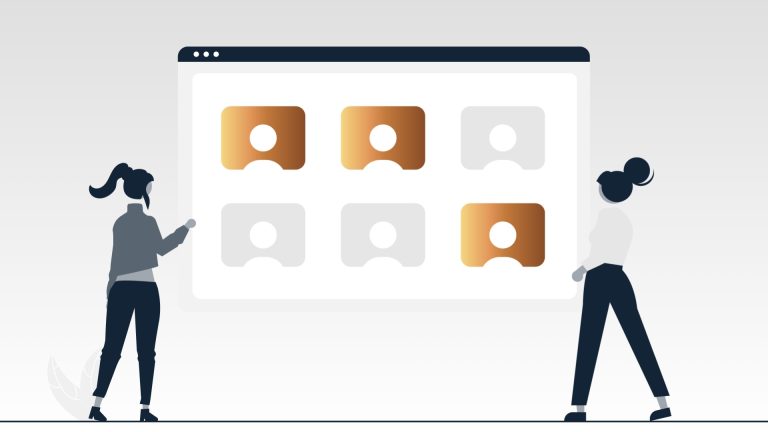 Team di professioniste analizza un’interfaccia digitale con profili utente