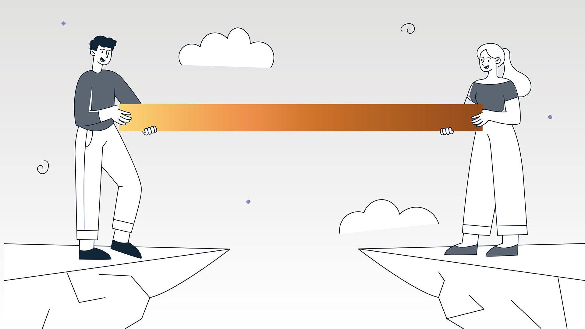 Message-market fit: why it comes before product and channel Two people on opposite cliffs holding a bridge that connects them