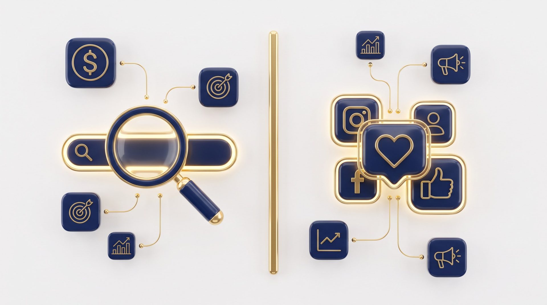 Confronto visivo tra campagne Google Ads e Meta Ads per le aziende